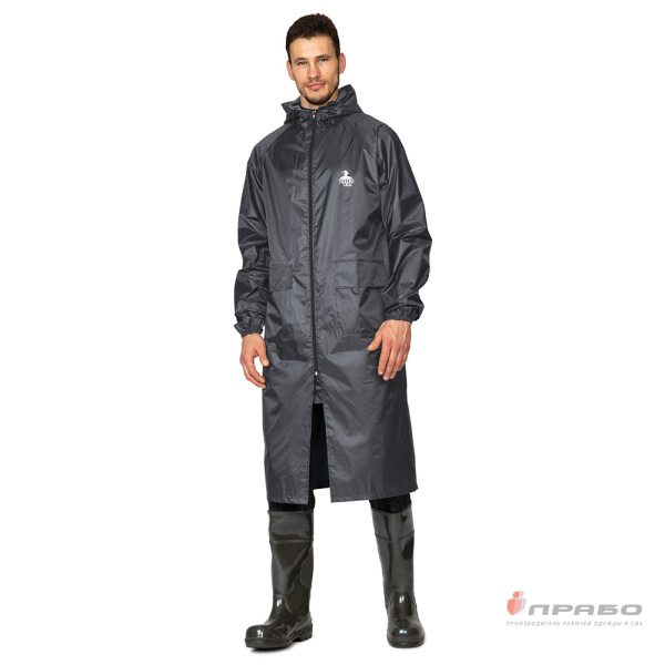 Плащ влагозащитный "Тайфун" нейлоновый с ПВХ-покрытием серый