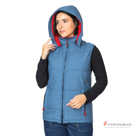 Жилет женский утеплённый "Амур" синий/красный