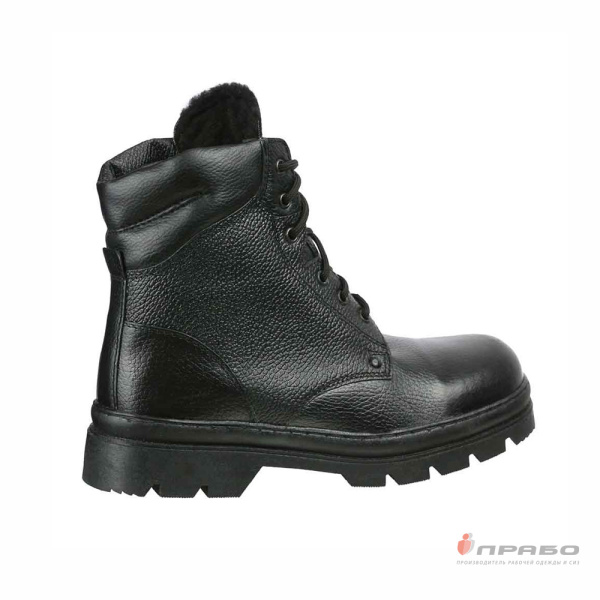 Ботинки хромовые "Пилот" на подошве ТЭП чёрные (натуральный мех)
