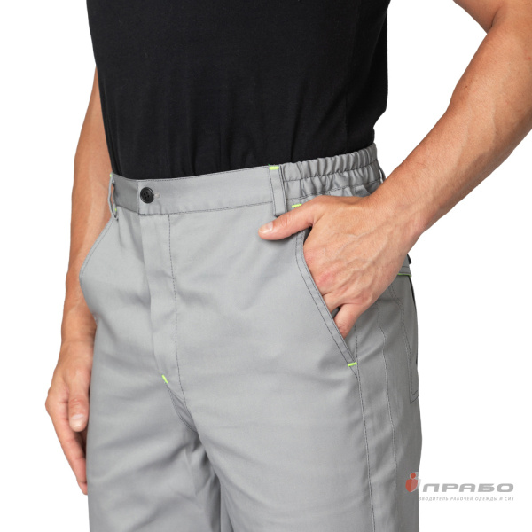 Брюки мужские "Эко-Босс" светло-серые/лимонные