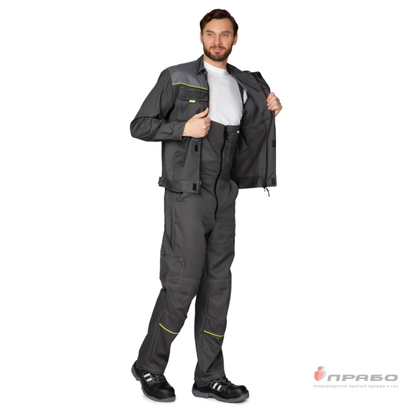 Костюм мужской "Профессионал 2" серый/серый (куртка и полукомбинезон)
