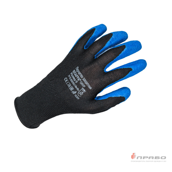 Перчатки нейлоновые с 1/2 текстурированным латексным покрытием Scaffa Grip L1350-BLK/B-10