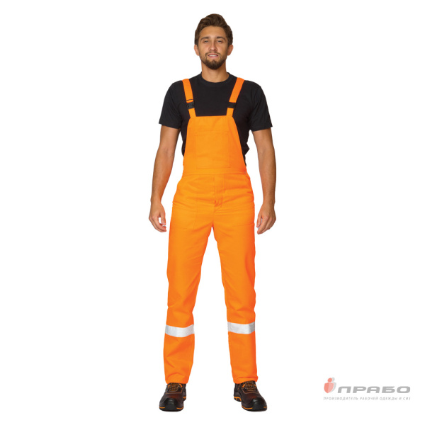 Костюм "Дорожник-2" мужской оранжевый сигнальный с лентами СОП (куртка и полукомбинезон)