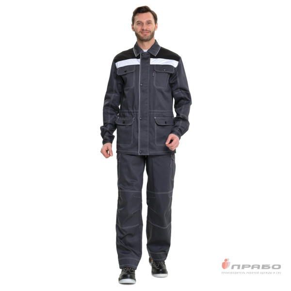 Куртка мужская летняя "Эко-Труд" тёмно-серый/чёрный/светло-серый