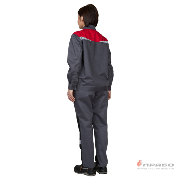 Костюм женский "Профессионал" серый/красный/чёрный (куртка и брюки)