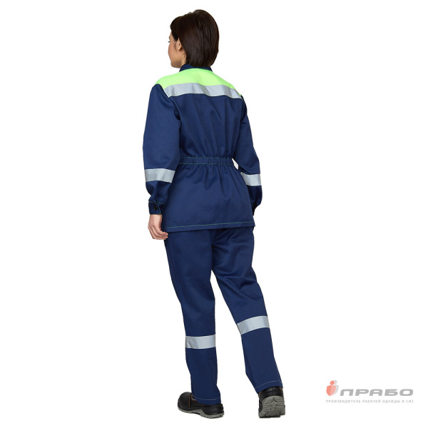 Костюм женский "Пантеон" синий/лимонный (куртка и брюки)