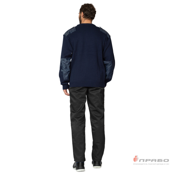 Джемпер форменный для сотрудников охранных предприятий синий с круглым вырезом