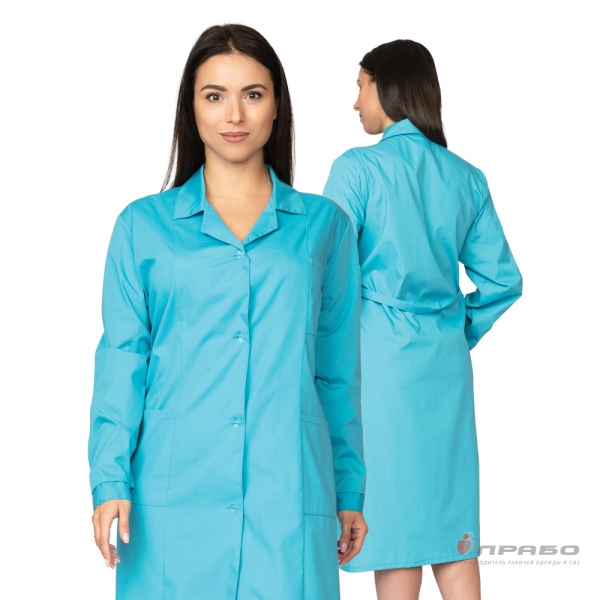 Халат медицинский женский "Стандарт" с рельефами морская волна