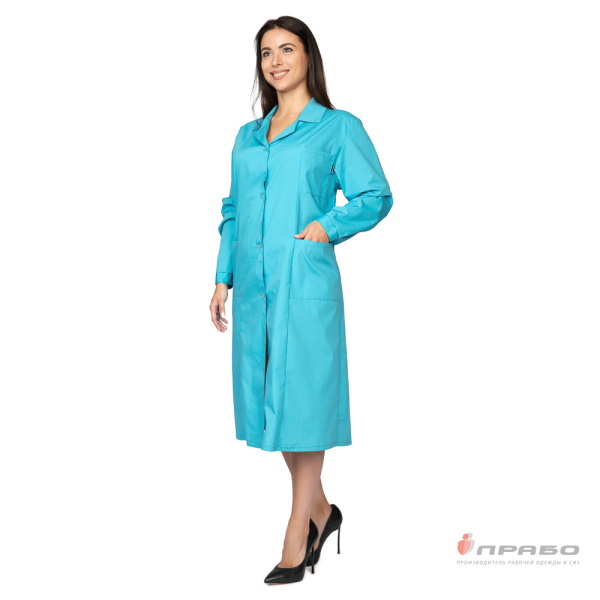 Халат медицинский женский "Стандарт" с рельефами морская волна