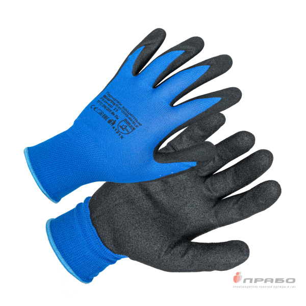 Перчатки нейлоновые с 1/2 нитриловым песочным покрытием Scaffa Механик NY1350S-NV/BLK