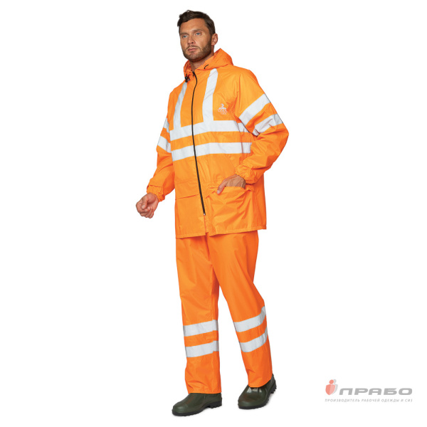 Костюм влагозащитный "Тайфун СОП" оранжевый с сигнальными элементами (куртка и брюки)