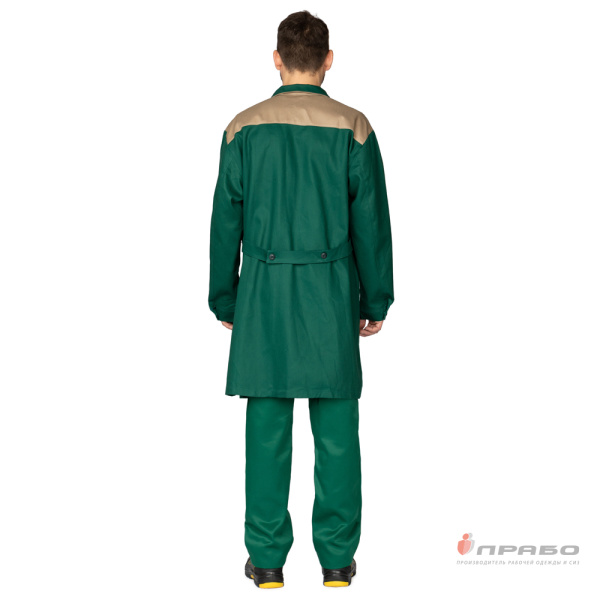 Халат мужской "Актуал" зелёный/бежевый