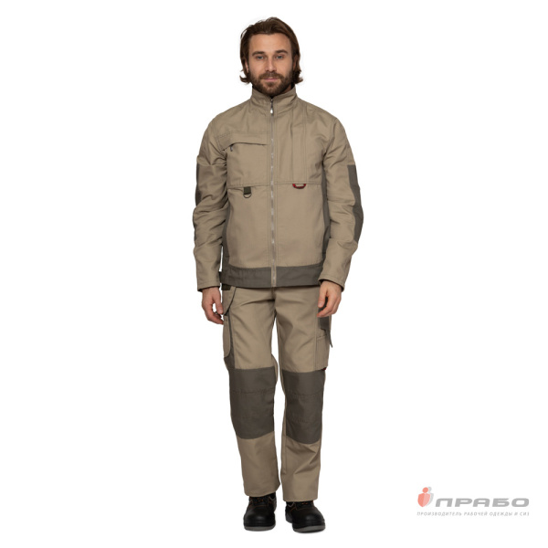 Костюм мужской "Suomi" бежевый/олива премиум улучшенной комплектации (куртка и брюки)