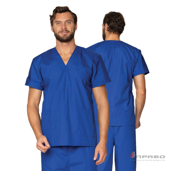 Костюм медицинский мужской "Хирург" синий (блузон и брюки)