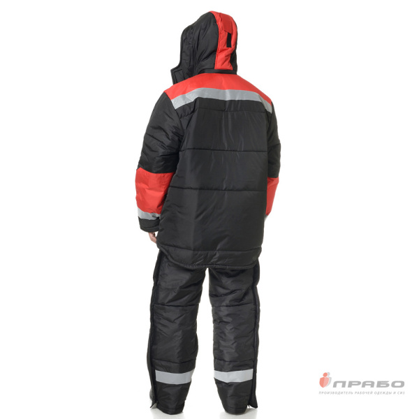 Костюм мужской утеплённый "Эверест" чёрный/красный (куртка и полукомбинезон)