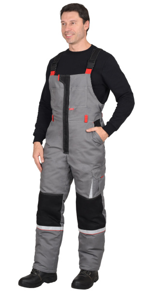 Костюм СИРИУС-СТАН куртка, п/к, серый с черной и красной отделкой