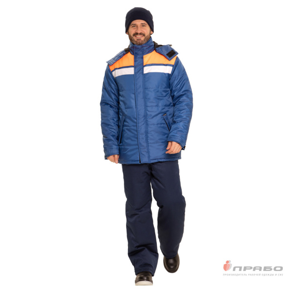 Куртка мужская утеплённая "Эльбрус" васильково-оранжевая