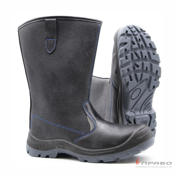 Сапоги кожаные "Викинг-16/1" с подошвой ПУ/ТПУ и МП чёрные