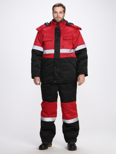 Костюм зимний Профи-Норд (тк.Смесовая,250) п/к, черный/красный