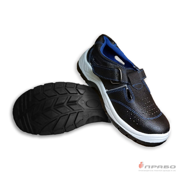 Сандалии "Рабочие SJ6600-S" с подошвой ПУ/ТПУ, МП и МС чёрный/синий