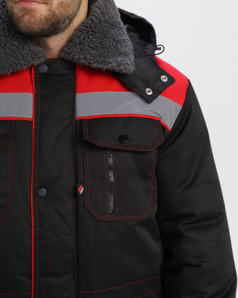 Костюм зимний Титан-Ультра CH (тк.Смесовая,240) п/к, черный/красный