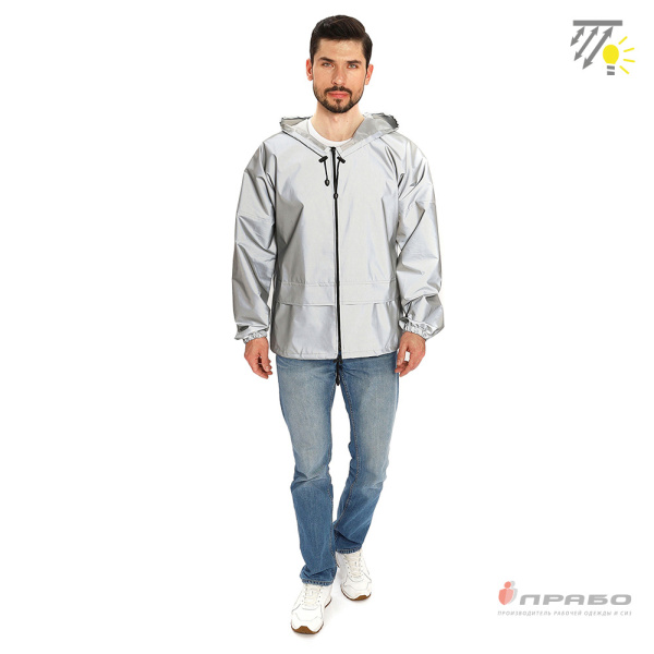 Куртка-ветровка влагозащитная "Лидер Флеш" на молнии серебристая