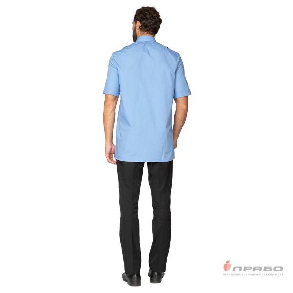 Рубашка охранника с короткими рукавами голубая/тёмно-синяя